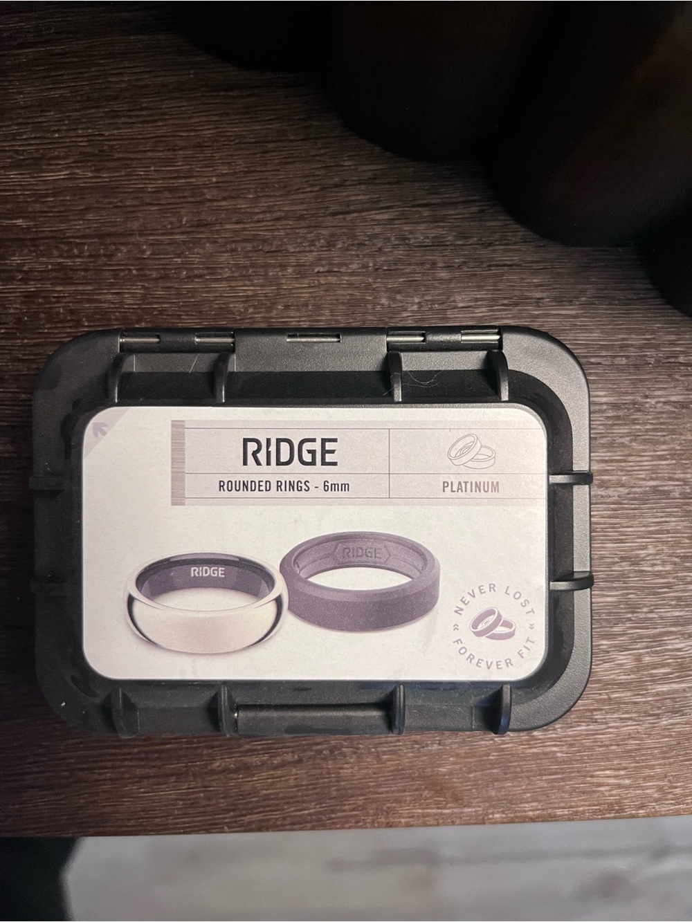 13 Ridge Platinum Rounded Ring - 6mm Silver and Black